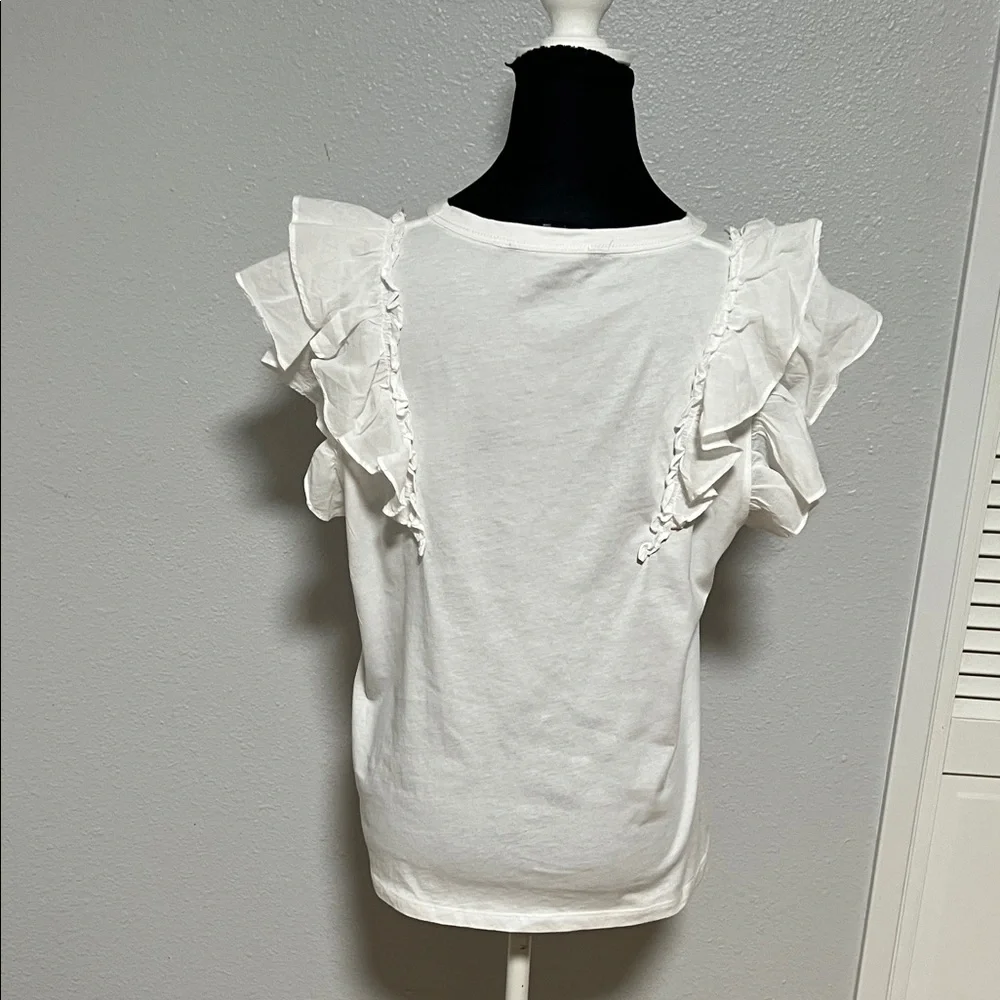 Bea Ruffle Pima Cotton T-shirt - white large - Picture 3 of 5